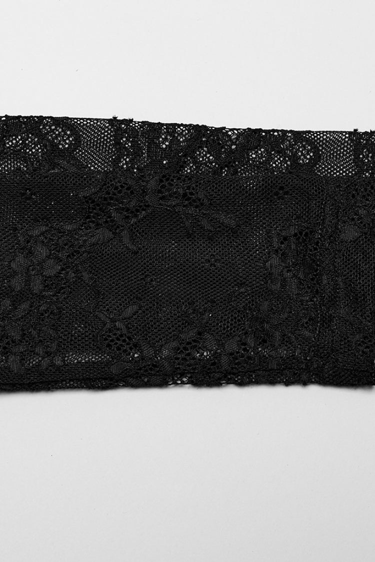Black Floral Embroidery Lace Women's Gothic Dress - Product - 7