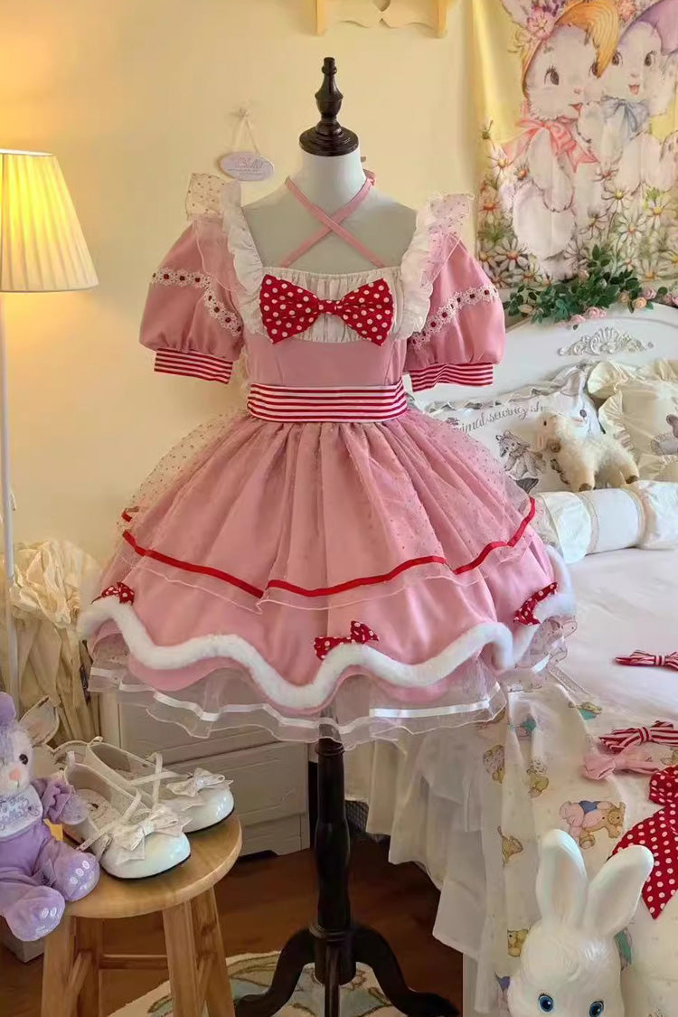 Sweetheart Bobo Magical Girl Short Sleeves Ruffle Bowknot Sweet Lolita Dress 3 Colors - Product - 5