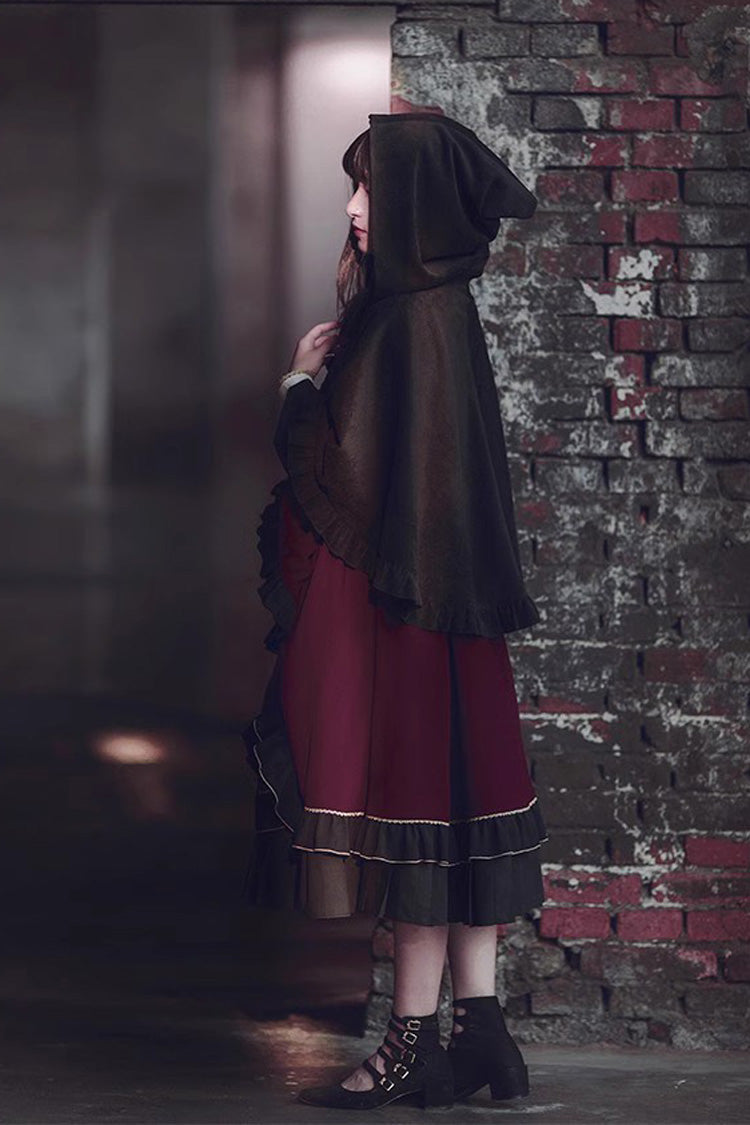 Purple/Black Trainee Magician Fake Two Piece Long Sleeves Ruffle Pleated Gothic Lolita Dress - Product - 6