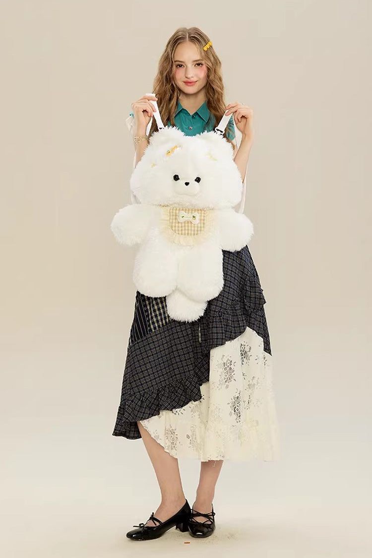 White Cute Samoyed Plush Toy Sweet Lolita Dog Backpack - Product - 5