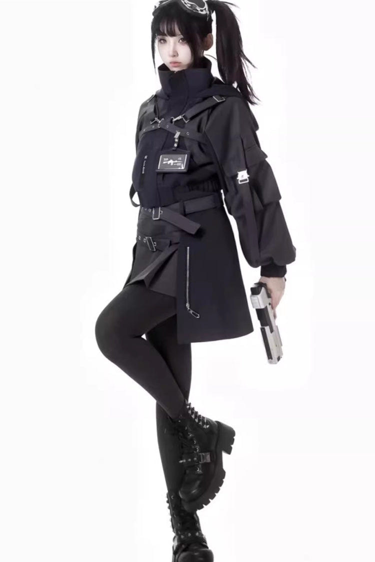 Black [Retrograde Orbit] Long Sleeves Gothic Ouji Lolita Skirt Coat Set - Product - 6
