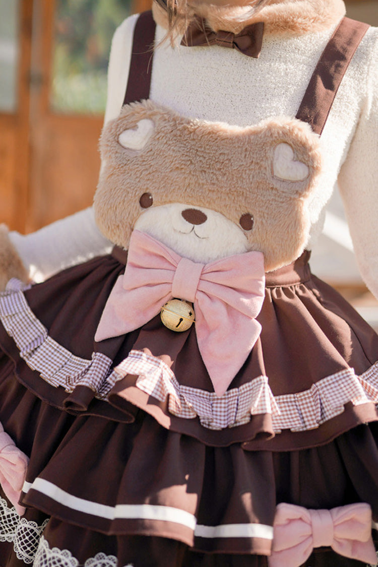 [Bunny Transformation] Detachable Bunny Cake Sleeveless Triple-Layered Ruffled Bow Sweet Strap Dress 2 Colors - Product - 11
