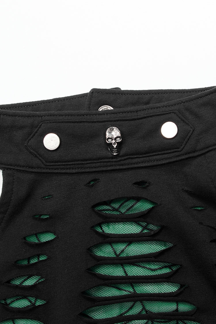 Sleeveless Spider Print Hollow Stitching Ripped Women's Steampunk Vest 3 Colors - Product - 5