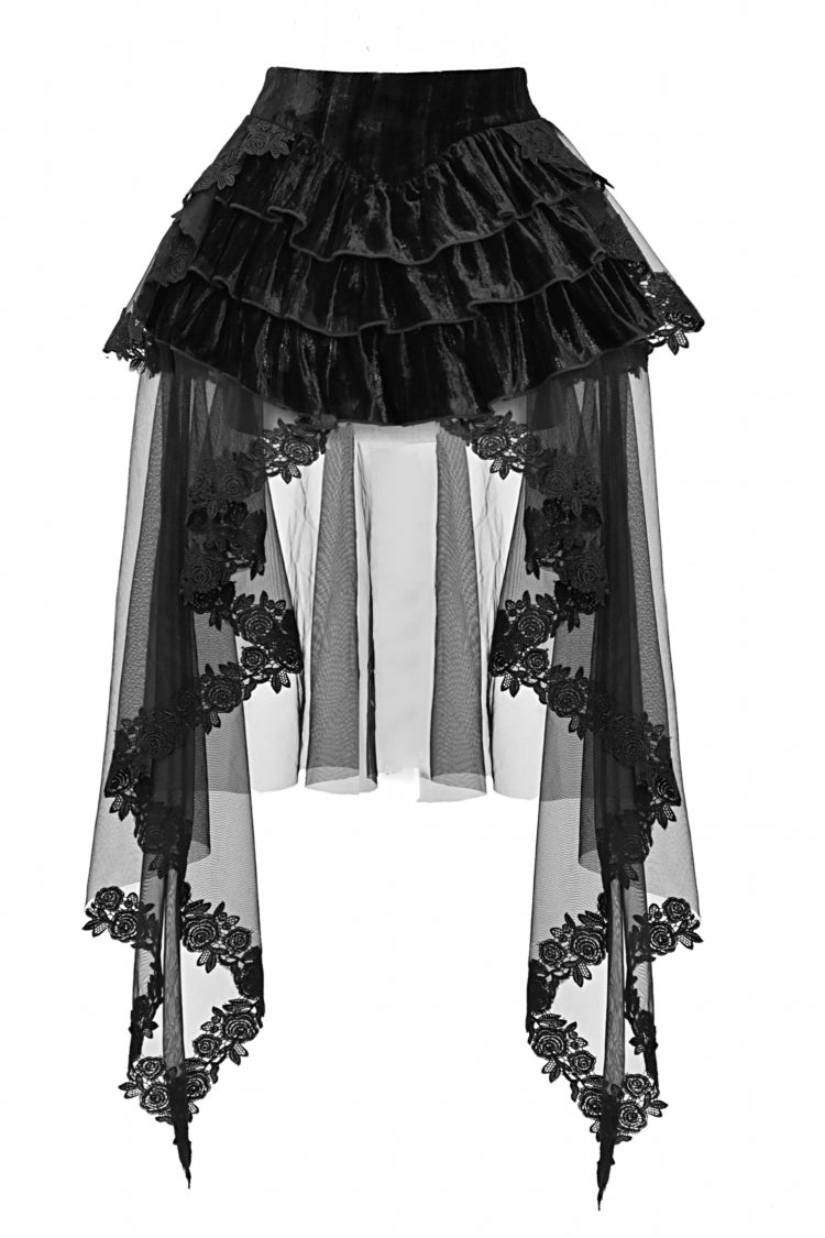Black/Red Duchess Rococo Fishbone Girdle Multi-layer Ruffle Gothic Lolita Skirt - Product - 14