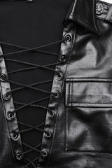 Black Long Sleeves Lace-Up Women's Punk T-Shirt - Product - 5