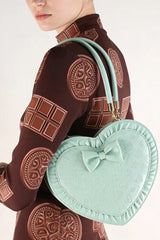 Heart‑Shaped Bow Sweet Lolita Handbag/Crossbody with Ruffled Trim 3 Colors - Product - 6