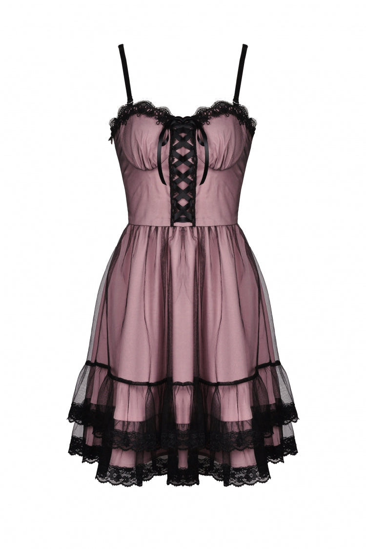 Pink Sleeveless Multi-Layered Lace Women's Lolita Slip Dress Graduation Dress - Product - 3