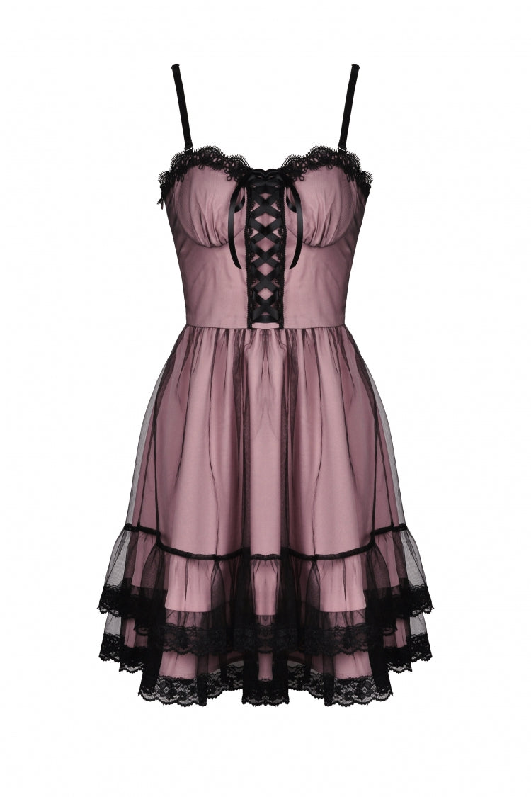 Pink Sleeveless Multi-Layered Lace Women's Lolita Slip Dress Graduation Dress - Product - 3