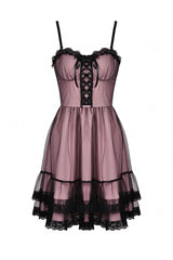 Pink Sleeveless Multi-Layered Lace Women's Lolita Slip Dress Graduation Dress - Product - 3
