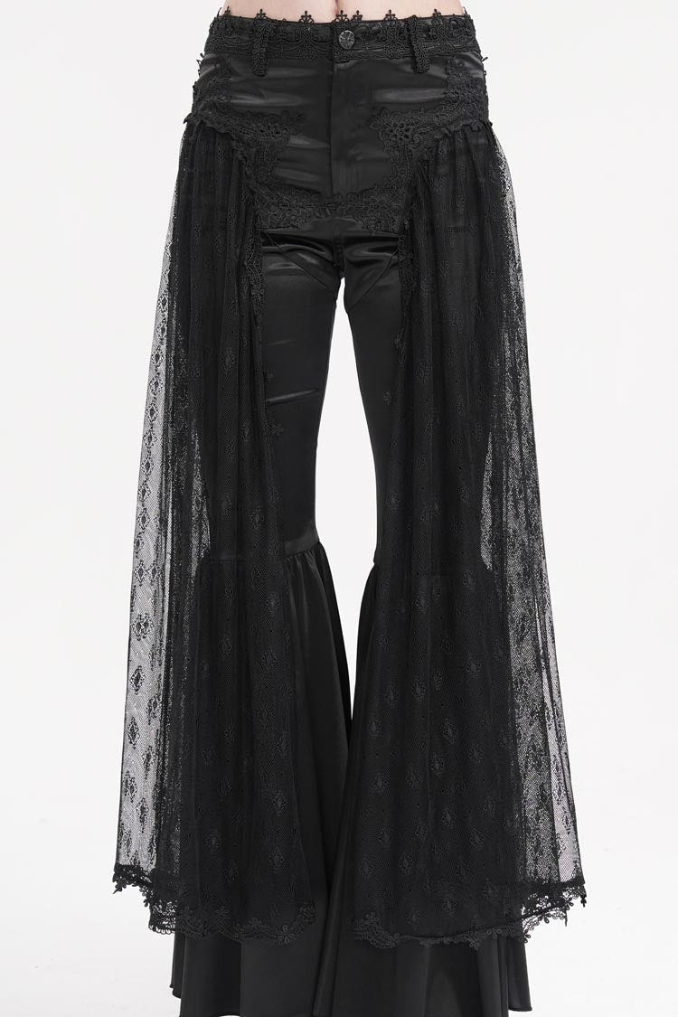 Black Crochet Lace Mesh Women's Gothic Pants - Product - 3