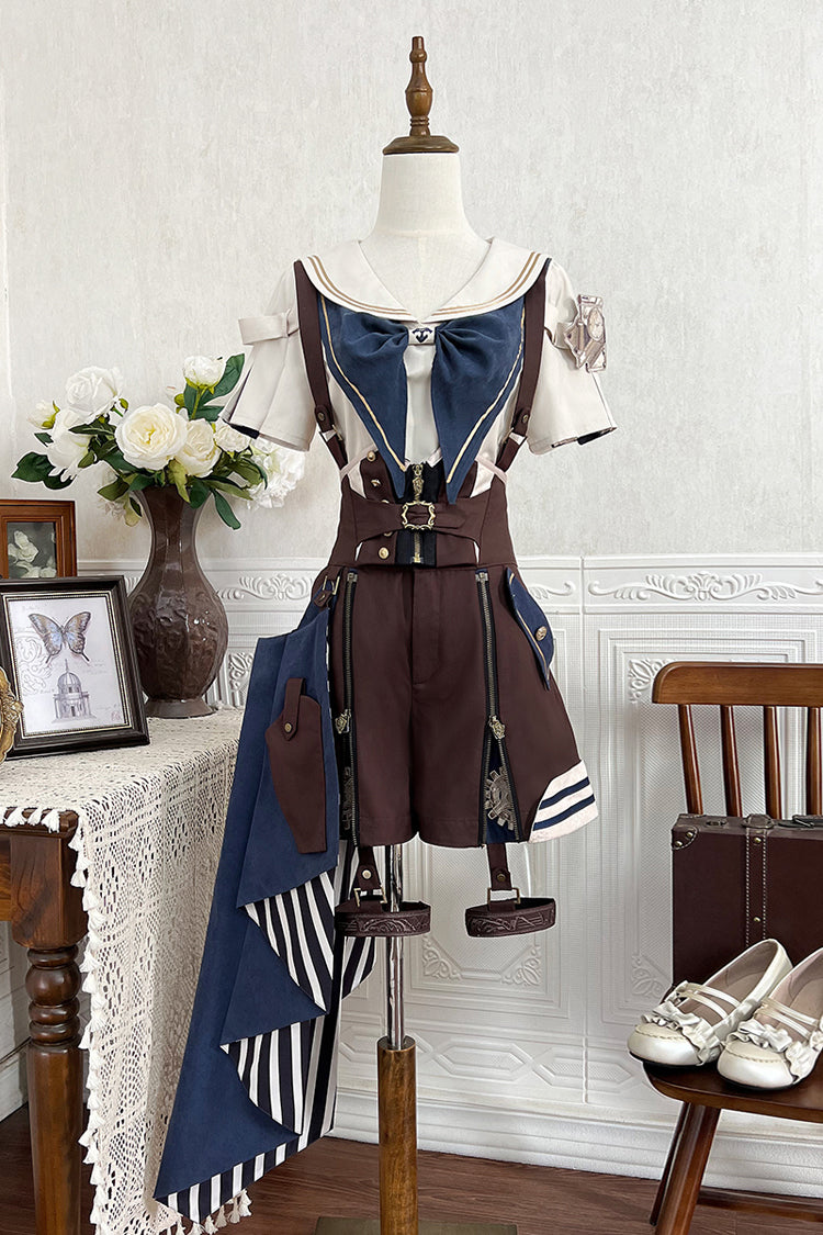 Brown [Inventor of Wonderful Equipment] Ouji Punk Cool Lolita Bib Shorts - Product - 4