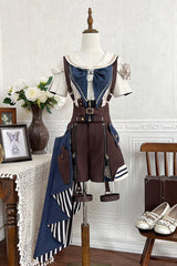 Brown [Inventor of Wonderful Equipment] Ouji Punk Cool Lolita Bib Shorts - Product - 4