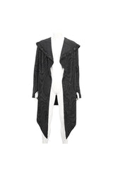 Black Lrregular Back Multi Chain Long Men's Gothic Coat With Hood - Product - 10