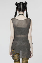 Sleeveless Mesh Ripped Women's Steampunk Sweater 2 Colors - Product - 9
