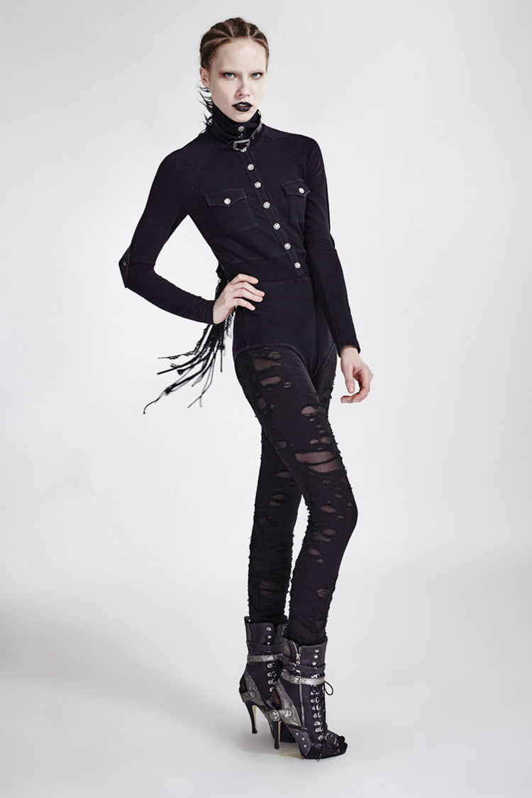 Mesh Close Fitting Long Women's Gothic Leggings - Product - 4