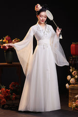 Chinese Ancient Style Fairy Air Dance Performance Hanfu Dress - White - 6