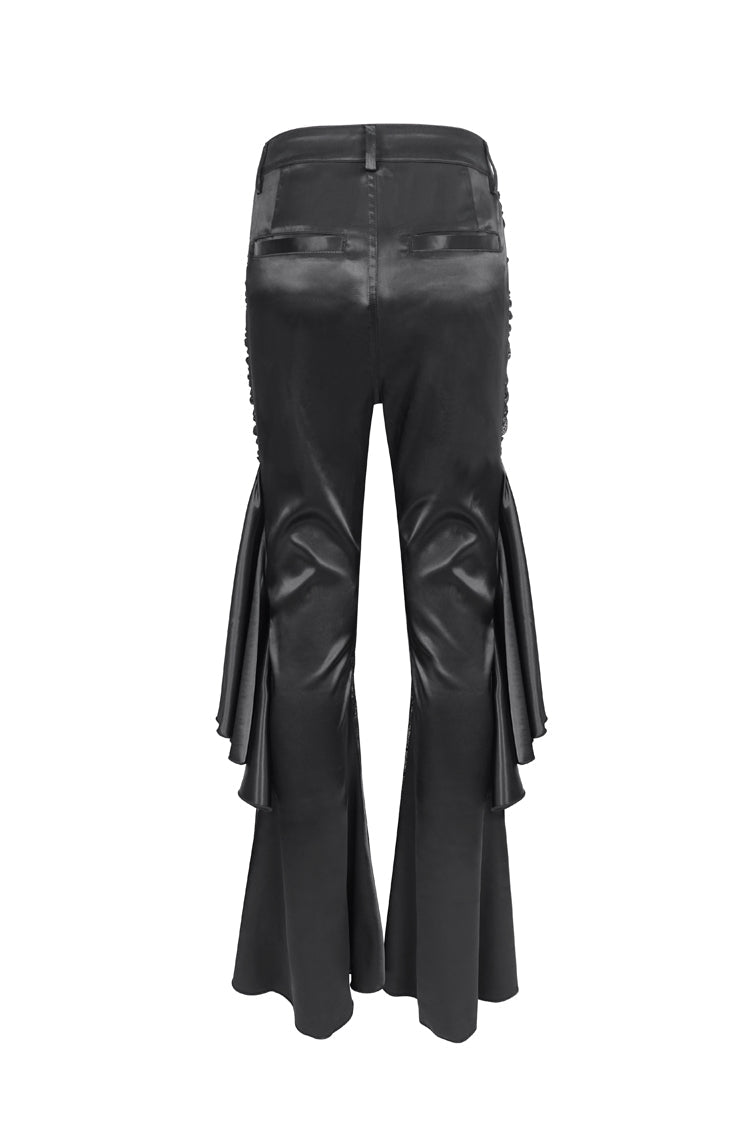 Black Ruffle Lace Stitching Womens Gothic Flared Pant - Product - 10