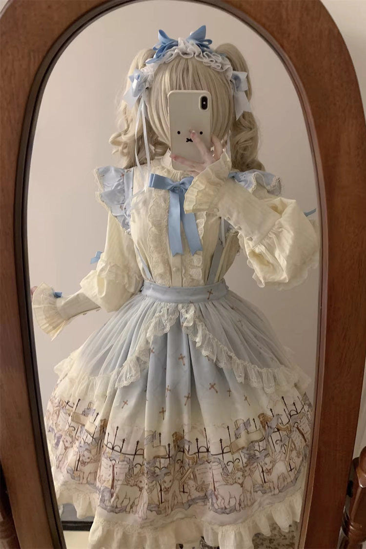 [Angel Lamb] Printed Ruffled Bow Sweet Lolita Skirt 3 Colors - Product - 11