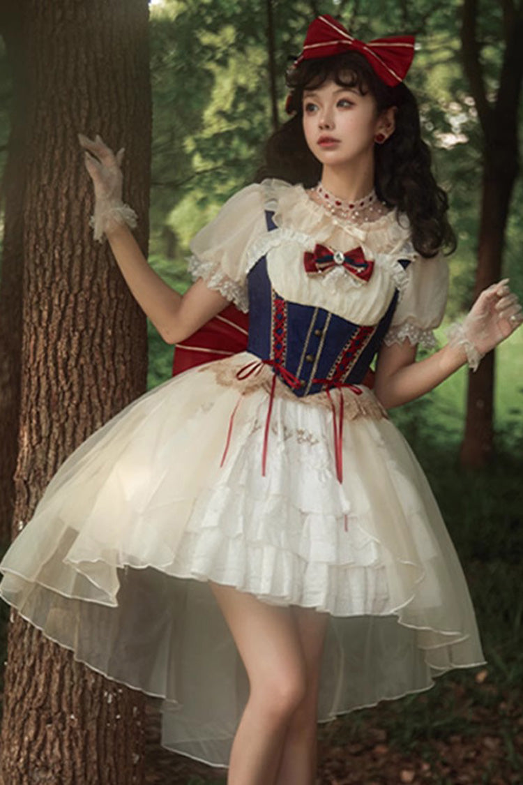 White/Blue Gorgeous White Snow Princess Short Sleeves Sweet Lolita Dress - Product - 4
