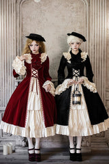 Red [Letters and Poems · Nutcracker Box] Long Sleeves Ruffled Open-Front Bow Lace-Up Gothic Lolita Dress - Product - 2
