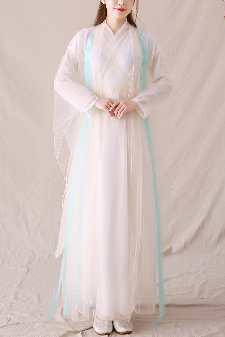 Pink Elegant Ancient Style Fairy Sweet Hanfu Dress - Pink - 1