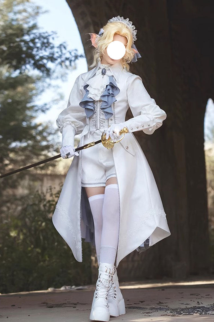 White Mermaid Bone Embroidery Ouji Fashion Handsome Lolita Vest - White - 1