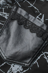 Black Skull Print Detachable Women's Gothic Skirt - Product - 8