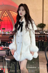 White Long Sleeves Bowknot Sweet Elegant Princess Lolita Cloak Coat - Product - 4