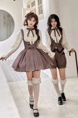 Brown [Manchester City's Past] Striped Print Ouji Fashion Prince Handsome Lolita Vest - Product - 8