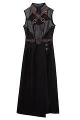 Black [Shadow Wasteland] Sleeveless Lace-Up Zipper Punk Lolita Dress - Product - 3