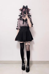 Jirai Kei Bowknot Lace Slim Sweet Lolita Blouse 3 Colors - Product - 3