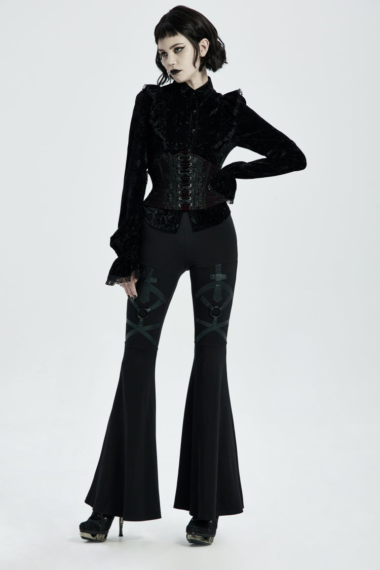 Red Jacquard Lace-Up Slim Women's Corset - Product - 7