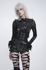 Black Lace-Up Slim Fit Women's Gothic Royal Spiked Evil Eyes Girdle - Product - 8