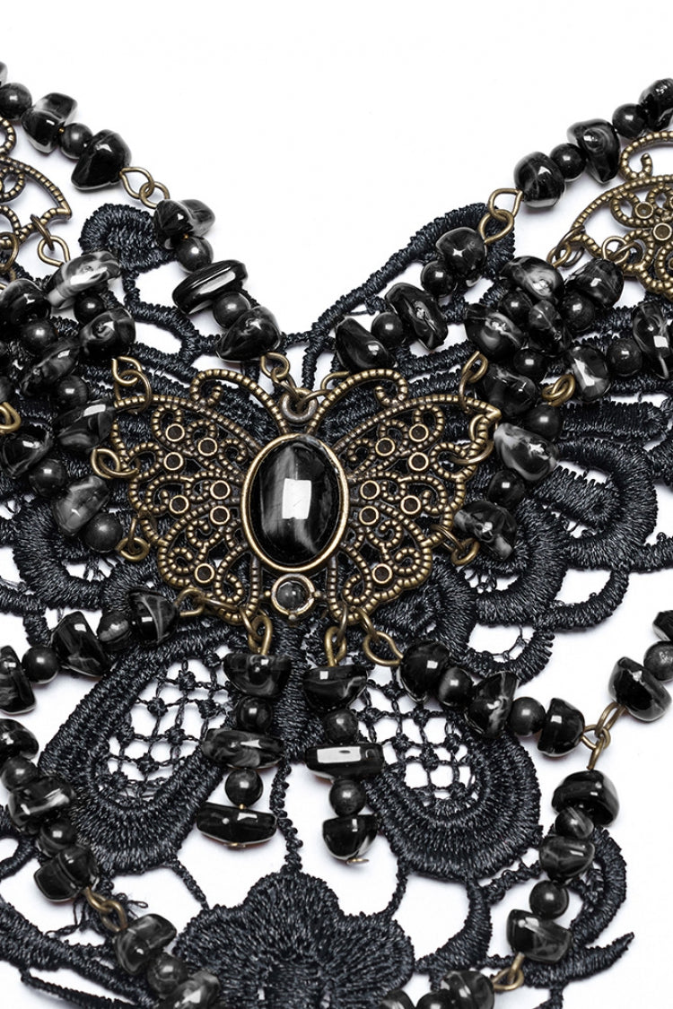 Black Irregular Beaded Butterfly Women's Punk Necklace - Product - 6
