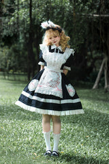 Black Meet Alice Long Sleeves Ruffle Lace Sweet Princess Lolita Jsk Dress - Black - 1