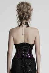Black/Purple Gradient Patent Leather Women's Gothic Underbust Corset - Product - 3