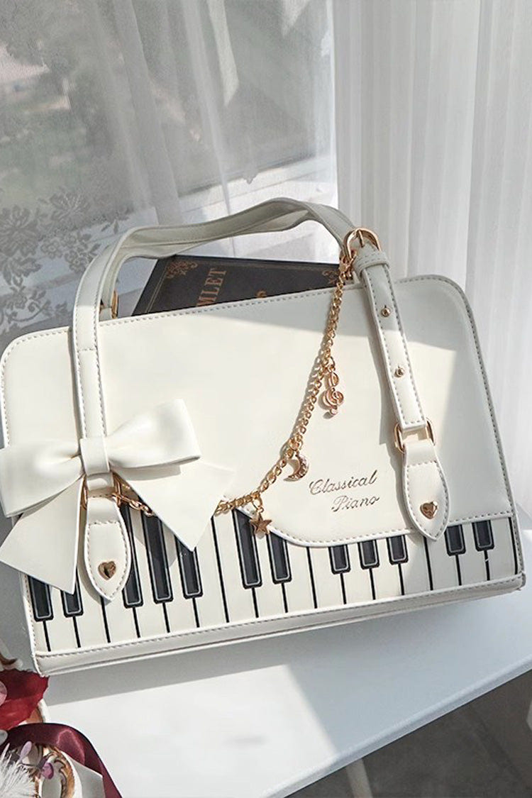 Piano Waltz Bowknot Sweet Lolita Handbag 4 Colors - White - 11