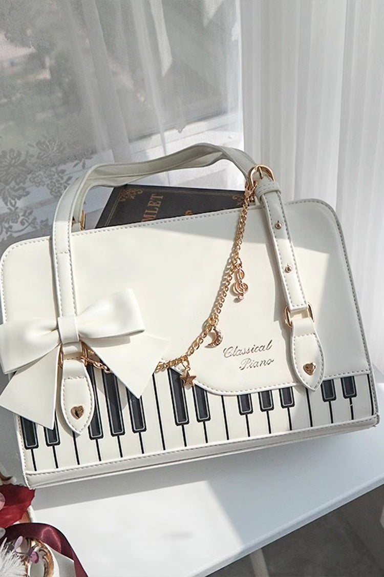 Piano Waltz Bowknot Sweet Lolita Handbag 4 Colors - White - 11
