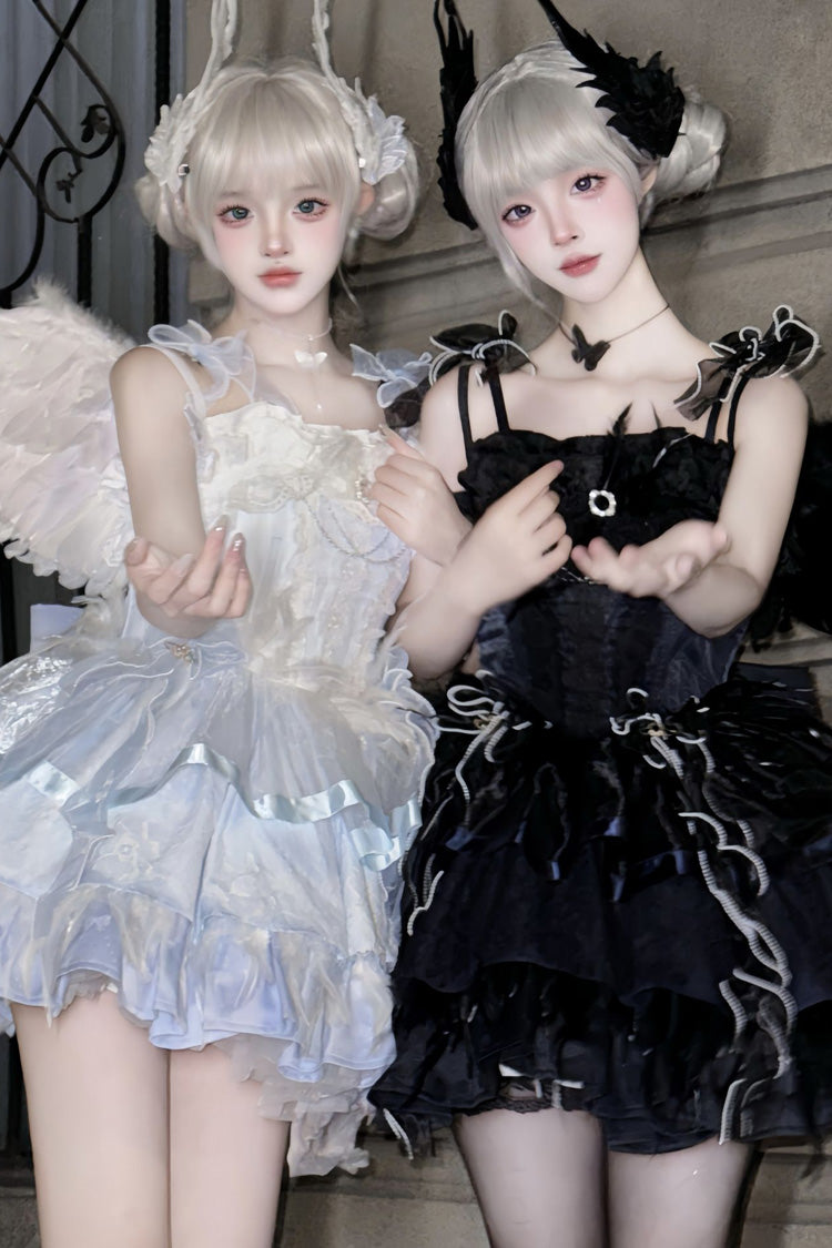 Wings Arrival Multi-layer Ruffle Bowknot Ballet Style Sweet Elegant Lolita Jsk Dress 3 Colors - Product - 11