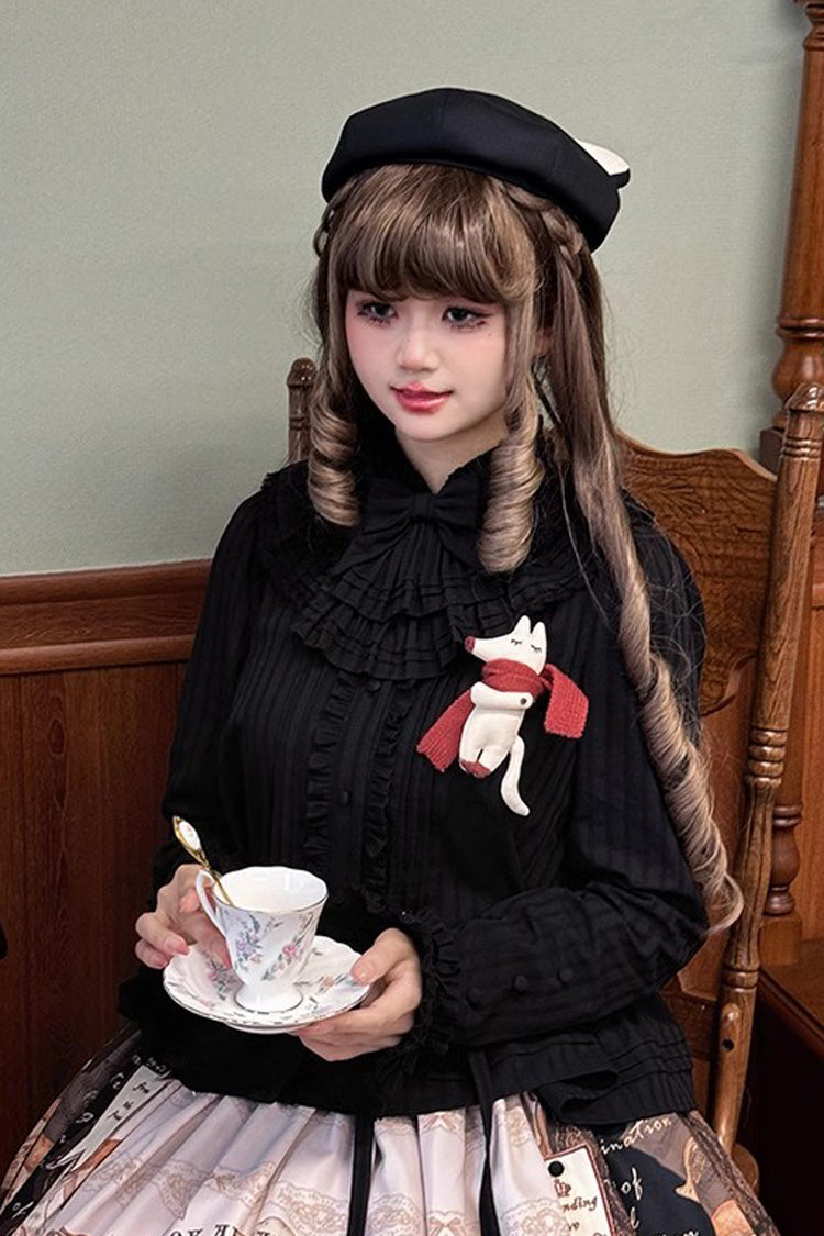 [Fox Band] Long Sleeves Ruffle Lace Sweet Lolita Blouse 3 Colors - Product - 9