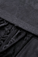 Black Peak Lapel Collar Long Sleeves Irregular Distressed Women's Gothic Punk Coat with Belt - Product - 17