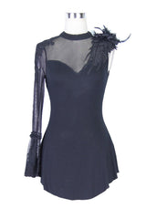 Black Shoulder Decals Feather Decoration Single Sleeve Splice Mesh Women's Gothic Knit - Product - 7
