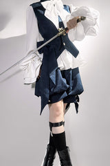 Blue [Rabbit Hunt] Bowknot Vintage Prince Ouji Lolita Vest - Product - 5