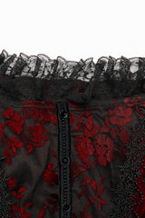 Short Puff Sleeves Print Ruffle Lace Women's Gothic Dress 2 Colors - Product - 13