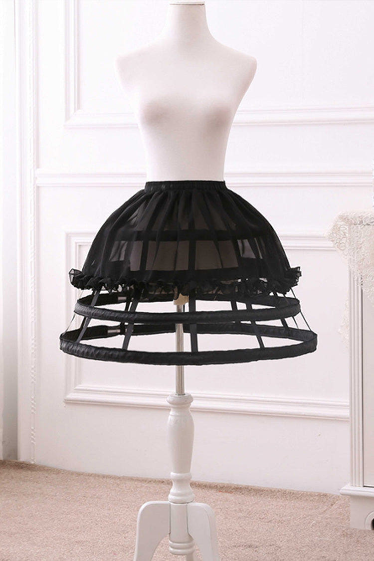 Four Layers Birdcage Fishbone Style Lolita Petticoat 2 Colors - Black - 1