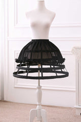Four Layers Birdcage Fishbone Style Lolita Petticoat 2 Colors - Black - 1