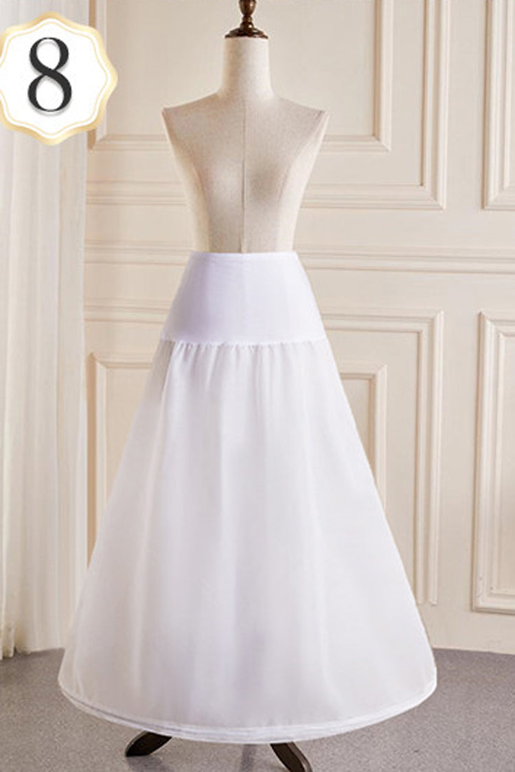 White Multi-Layered Hanayome Fishbone Sweet Lolita Long Petticoat - White(Version-8) - 9