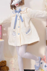 Beige Doll Collar Long Sleeves Bowknot Sweet Lolita Coat - Product - 6