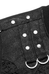 Black Sleeveless Stitching Mesh Buckle Men's Steampunk Vest - Product - 5