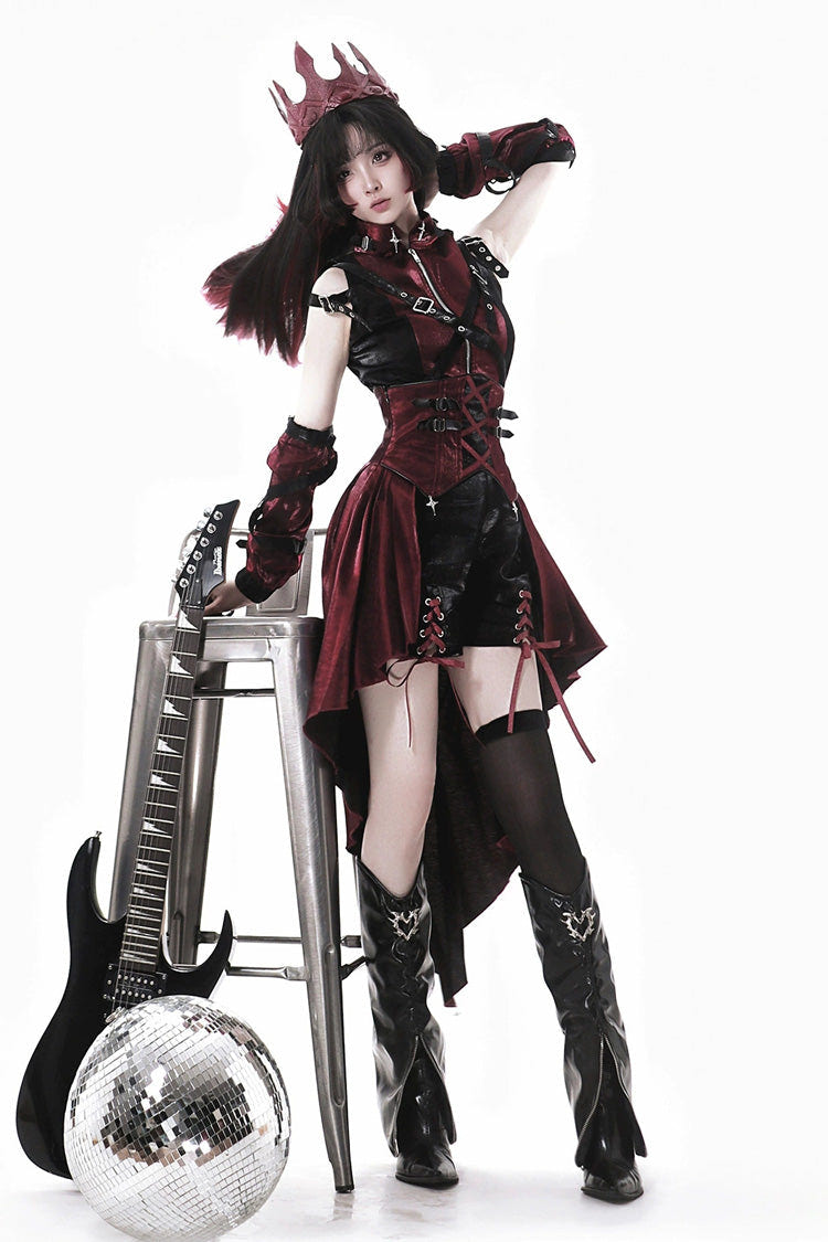Black/Red [Chief Assassin] Lace-Up Gothic Ouji Lolita Set - Product - 3
